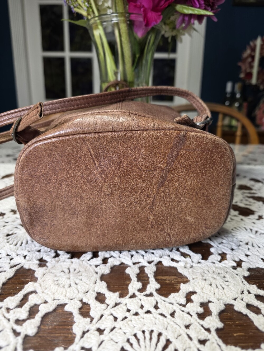 Wilson's Weathered Brown Leather Mini Backpack Shoulder Bag - Picture 6 of 13